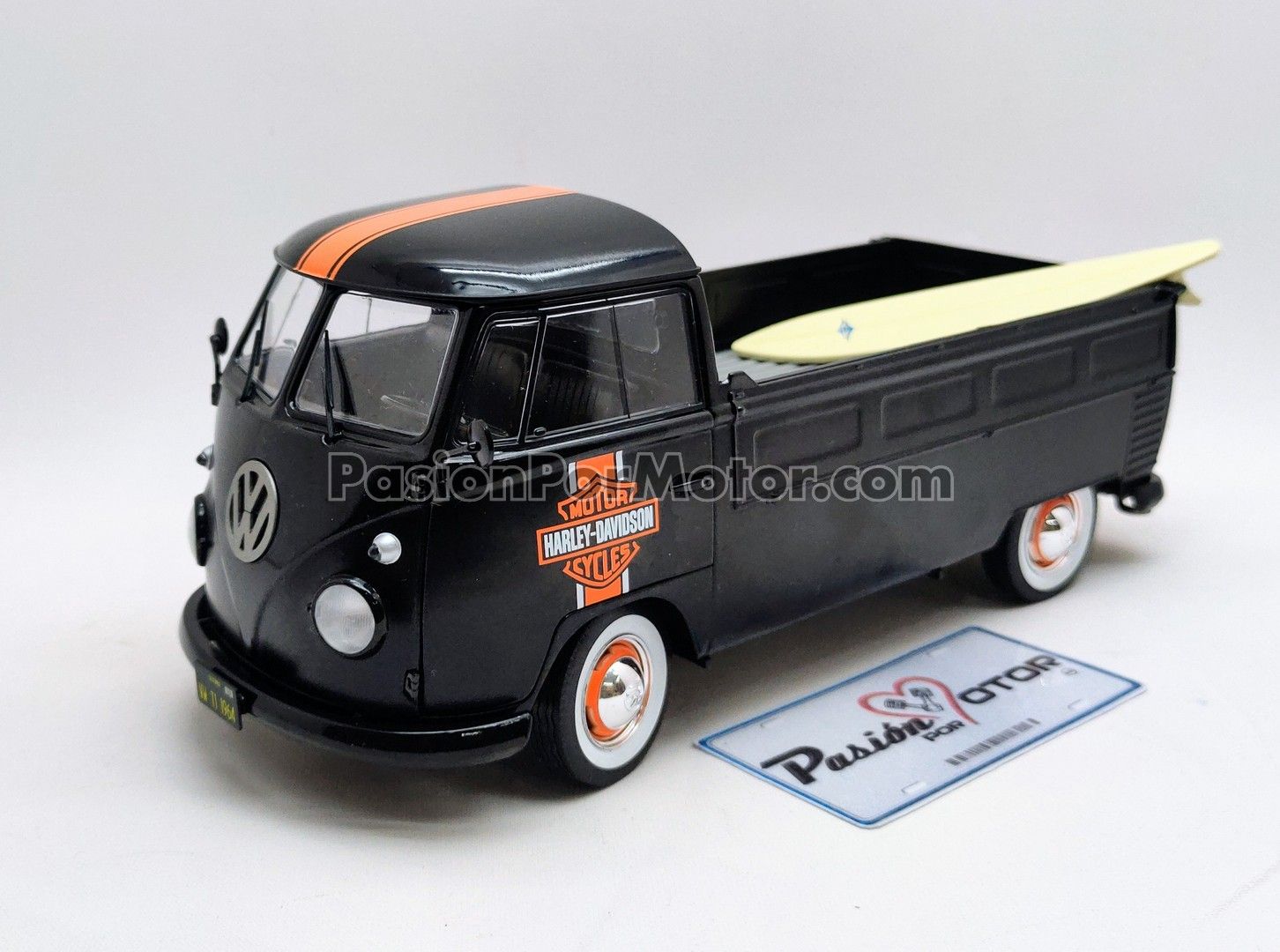 1:18 Volkswagen T1 Pick Up 1950 Harley Davidson Negro Mate SOLIDO Combi 03513