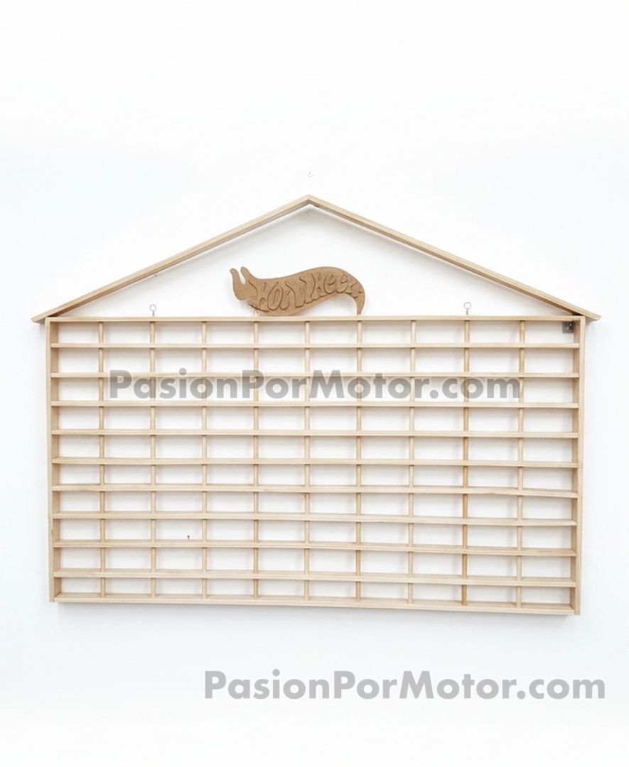 1:64 Coleccionador Básico de Pared - Repisa en Madera con Techo Para 100 Piezas Sueltas / Loose tipo Hot Wheels