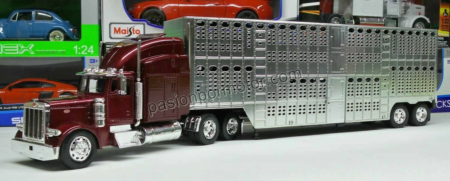 1:32 Peterbilt Model 379 1987 Vino C Caja Ganadera NEW RAY Trailer 03660 1:32 Peterbilt Model 379 1987 Vino C Caja Ganadera NEW RAY Trailer 03660