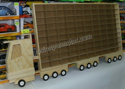 Repisa Para Escala 1:64 - Mueble Camión Coleccionador En Madera Para 100 Piezas Tipo Hot Wheels 00282