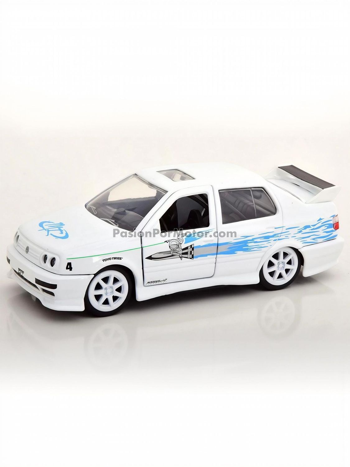 5 Pulgadas / 1:34 Volkswagen Jetta Sedan A3 Jesse´s 1995 Blanco c Graficos Rapido y Furioso 1 JADA TOYS 1:32 00349