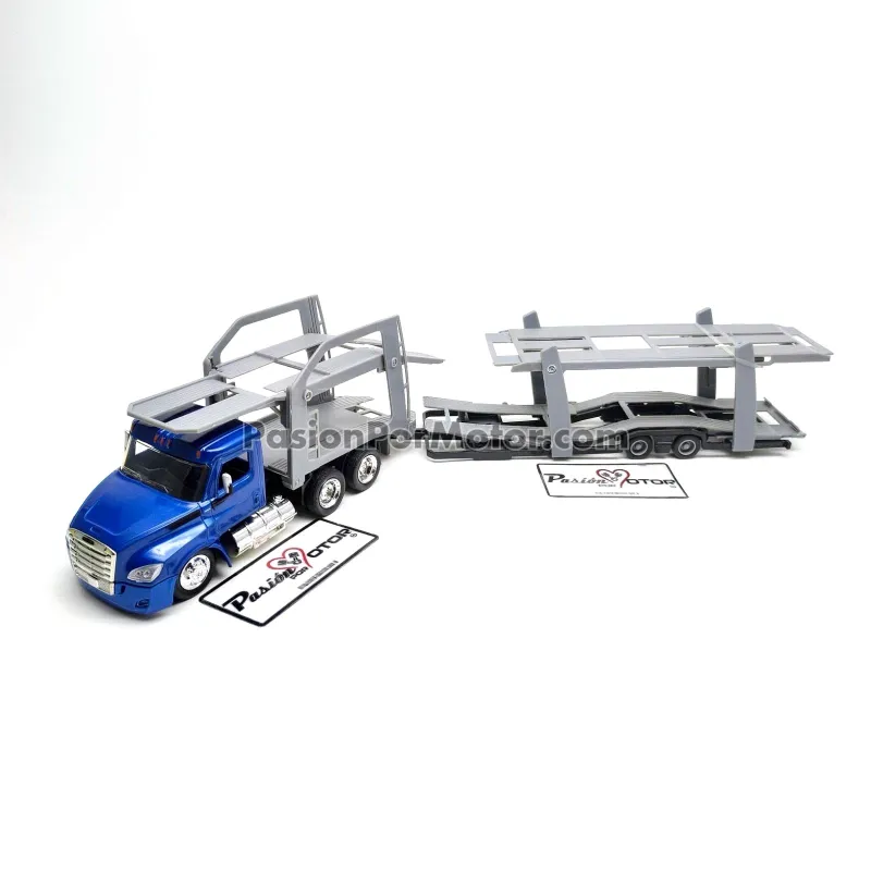 1:43 Freightliner Cascadia Trailer Nodriza 2018 Azul y gris NEW RAY Long Haul Trucker Madrina 01734