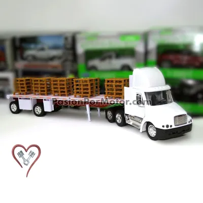 1:32 Freightliner Century Class Day Cab 1996 Blanco C Trailer Plataforma y Tarimas - Pallets NEW RAY 01798