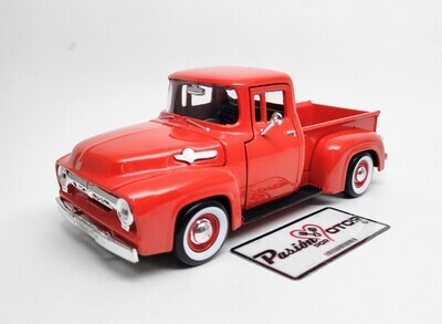 1:24 Ford F-100 Pick Up 1956 Rojo Con Llantas Cara Blanca MOTOR MAX American Classics 02206