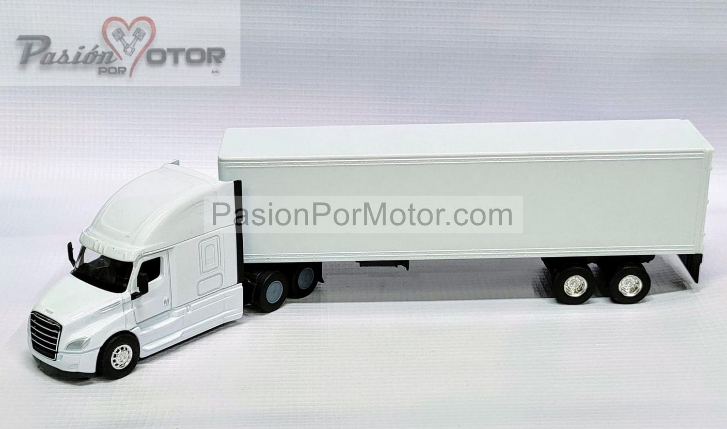 1:64 Freightliner Cascadia 2018 Con Trailer Caja Seca Blanco WELLY Display a Granel 1:64 Freightliner Cascadia 2018 Con Trailer Caja Seca Blanco WELLY Display a Granel