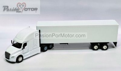 1:64 Freightliner Cascadia 2018 Con Trailer Caja Seca Blanco WELLY Display a Granel 1:64 Freightliner Cascadia 2018 Con Trailer Caja Seca Blanco WELLY Display a Granel