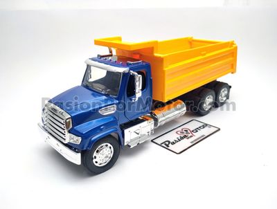 1:32 Freightliner 114SD 2011 Torton Gondola de Volteo Azul y amarillo NEW RAY Long Haul Trucker 02224