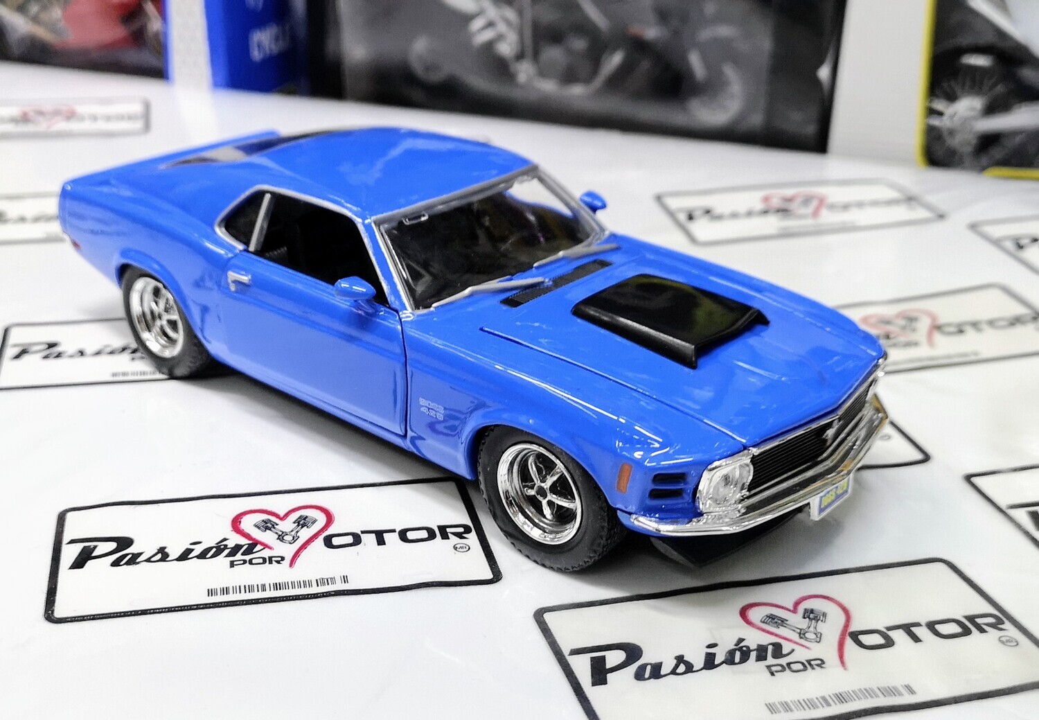 1:24 Ford Mustang Boss 429 1970 Azul MOTOR MAX Fastback Shelby 02599 1:24 Ford Mustang Boss 429 1970 Azul MOTOR MAX Fastback Shelby 02599