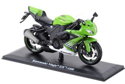1:12 Kawasaki Ninja ZX-10R 2010 Verde Con Base MAISTO Motorcycles 02608