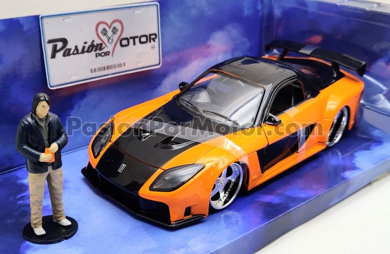 1:24 Mazda RX-7 Veilside 1995 + Figura Han´s  Rapido Y Furioso 3 Reto Tokio JADA TOYS 02717
