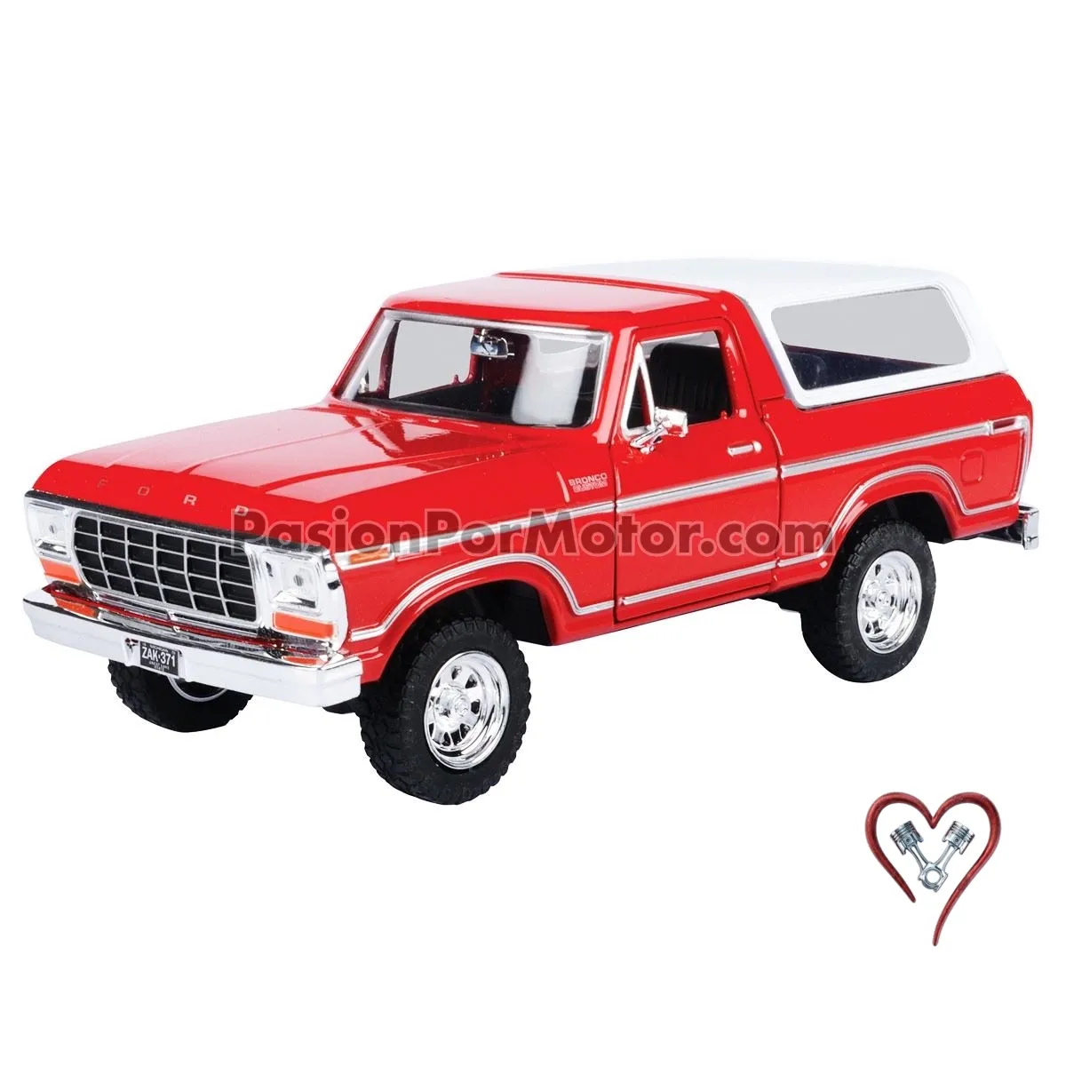 1:24 Ford Bronco Suv Hard Top 1978 Rojo Con Blanco MOTOR MAX 02951 1:24 Ford Bronco Suv Hard Top 1978 Rojo Con Blanco MOTOR MAX 02951