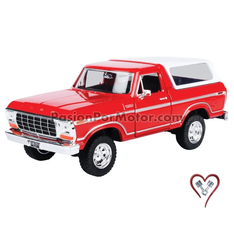 1:24 Ford Bronco Suv Hard Top 1978 Rojo Con Blanco MOTOR MAX 02951 1:24 Ford Bronco Suv Hard Top 1978 Rojo Con Blanco MOTOR MAX 02951