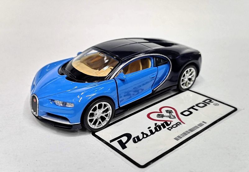 5 Pulgadas / 1:34 Bugatti Chiron Coupe 2017 Azul  Bitono de WELLY Display a Granel 1:32 03090