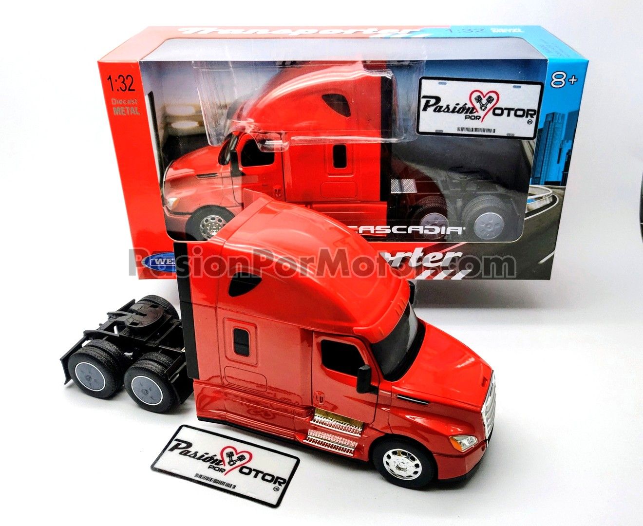 1:32 Freightliner Cascadia Tractocamion 2018 Cabina Rojo WELLY Transporter 1:32 Freightliner Cascadia Tractocamion 2018 Cabina Rojo WELLY Transporter