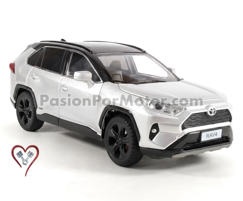 1:24 Toyota Rav 4 XSE Hybrid Suv 2019 Bitono Plata Con Negro KINGS TOY 03455