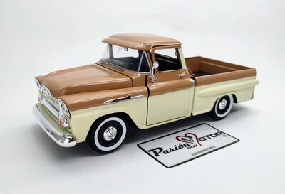 1:24 Chevrolet Apache Fleetside Pick Up 1958 Bitono Chocolate y Beige MOTOR MAX Timeless Legends 03487 1:24 Chevrolet Apache Fleetside Pick Up 1958 Bitono Chocolate y Beige MOTOR MAX Timeless Legends 03487