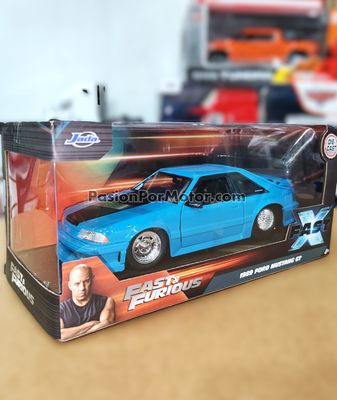 1:24 Ford Mustang Fastback GT 1989 Azul Jackob Toretto Rápido y Furioso X JADA TOYS Muscle Fox 03741