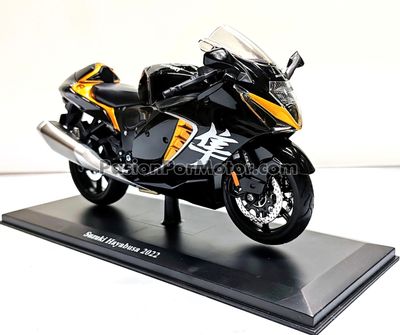 1:12 Suzuki Hayabusa 2022 Negro y Cobre Con Base MAISTO Motor Cycles 00544