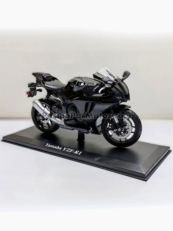 1:12 Yamaha YZF-R1 2021 Negro Con Base MAISTO Motor Cycles 03840