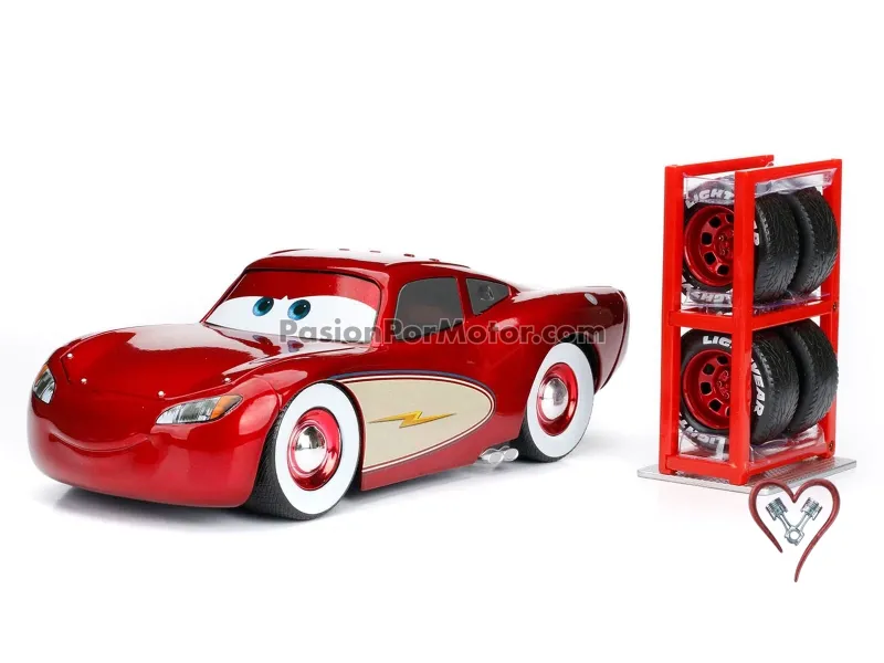 1:24 Rayo McQueen Cruising Llantas Cara Blanca + Rines Extra JADA TOYS Metals Cars Disney 04086