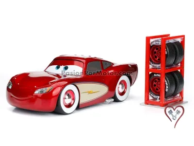 1:24 Rayo McQueen Cruising Llantas Cara Blanca + Rines Extra JADA TOYS Metals Cars Disney 04086