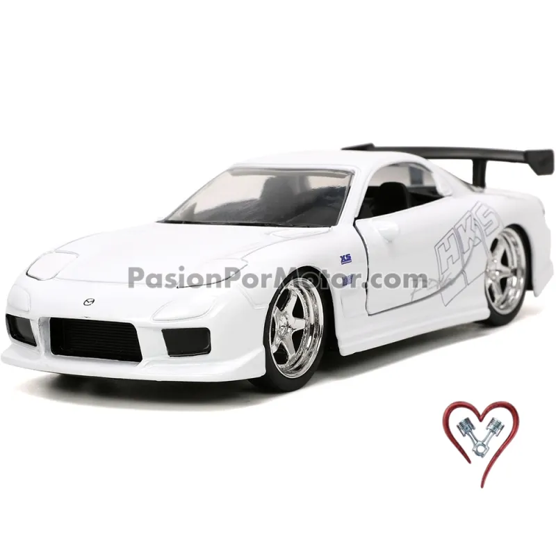 5 Pulgadas / 1:33 Mazda RX-7 Coupe 1995 Blanco Race Wars Rapido y Furioso 1 JADA TOYS 04276