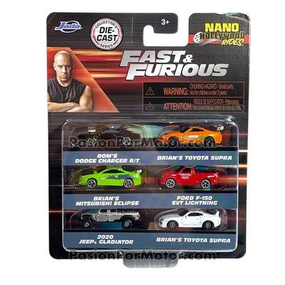1.65 Pulgadas / Set Multipack 6 Piezas Nano Rapido y Furioso #1 Dodge Charger R/T, Toyota Supra (x2), Mitsubishi Eclipse, Ford F-150 SVT Lightning, Jeep Gladiator 2020 JADA TOYS Hollywood Rides 04400 1.65 Pulgadas / Set Multipack 6 Piezas Nano Rapido y Furioso #1 Dodge Charger R/T, Toyota Supra (x2), Mitsubishi Eclipse, Ford F-150 SVT Lightning, Jeep Gladiator 2020 JADA TOYS Hollywood Rides 04400