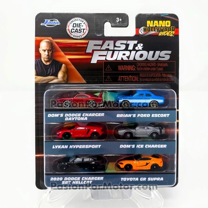 1.65 Pulgadas / Set Multipack 6 Piezas Nano Rapido y Furioso #2 Charger Daytona, Ford Escort, Lykan Hypersport, Ice Charger, Dodge Charger SRT Hellcat 2020, Toyota GR Supra JADA TOYS Hollywood R 04401 1.65 Pulgadas / Set Multipack 6 Piezas Nano Rapido y Furioso #2 Charger Daytona, Ford Escort, Lykan Hypersport, Ice Charger, Dodge Charger SRT Hellcat 2020, Toyota GR Supra JADA TOYS Hollywood R 04401
