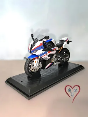 1:12 BMW S 1000RR K67 2019 Blanco Con Gráficos Con Luces y Sonido + Base 04713