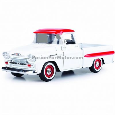 1:24 Chevrolet Apache Fleetside Pick Up 1958 Blanco Con Rojo MOTOR MAX Timeless Legends 04880 1:24 Chevrolet Apache Fleetside Pick Up 1958 Blanco Con Rojo MOTOR MAX Timeless Legends 04880
