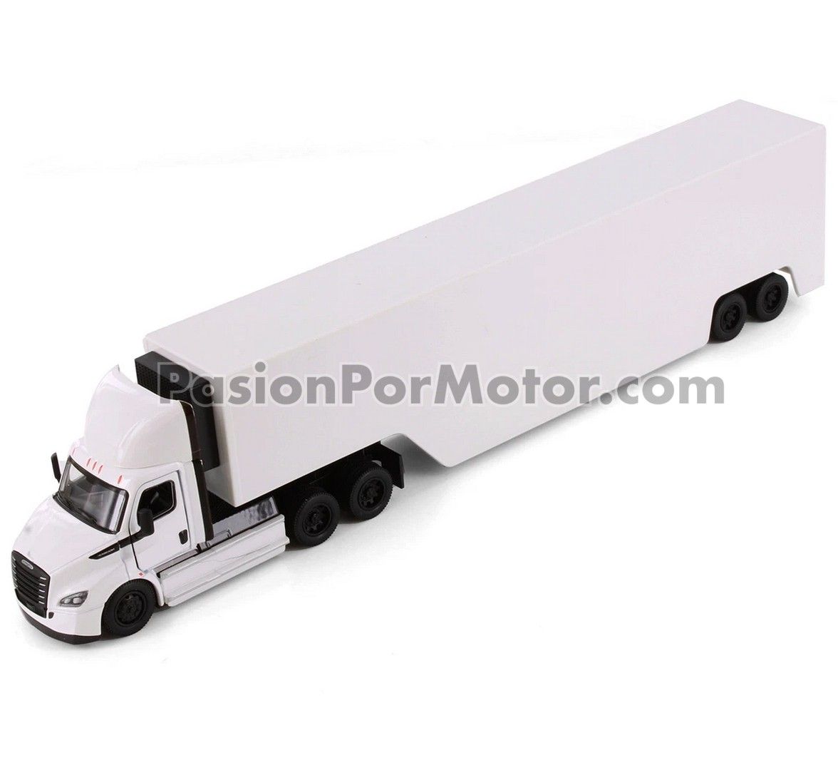 1:62 Freightliner eCascadia 2022 Con Trailer Caja Frigo Blanco Liso KINSMART En Display a Granel 1:64 04873