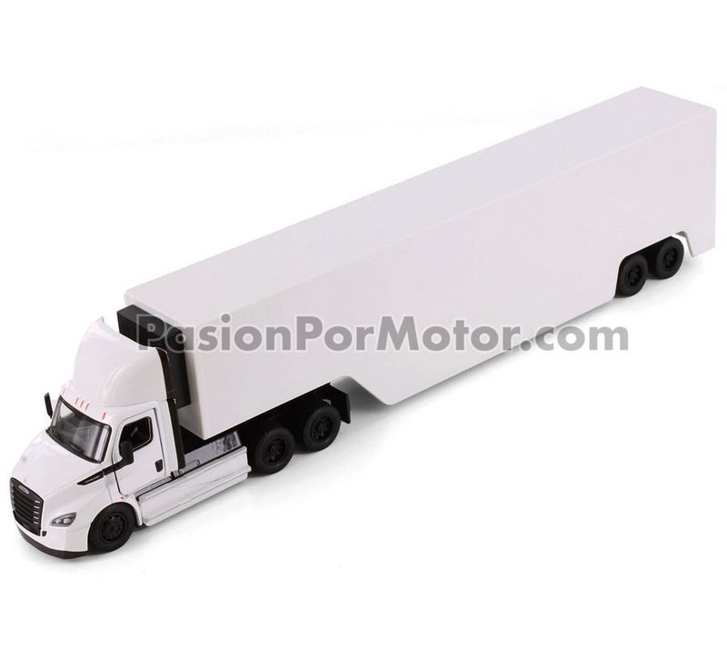 1:62 Freightliner eCascadia 2022 Con Trailer Caja Frigo Blanco Liso KINSMART En Display a Granel 1:64 04873