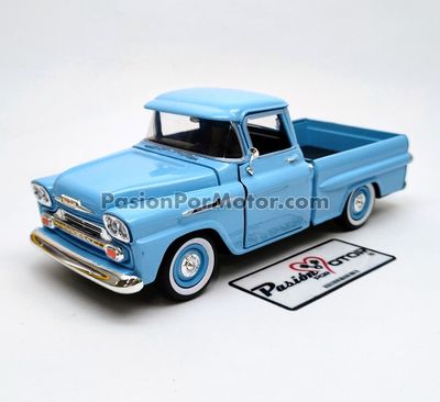 1:24 Chevrolet Apache Fleetside Pick Up 1958 Azul Cielo MOTOR MAX Timeless Legends 04933