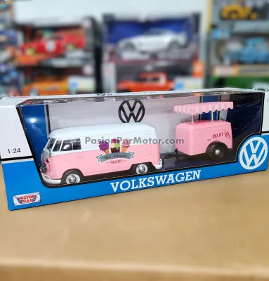 1:24 Volkswagen Type 2 T1 Combi Panel 1961 Con Remolque de Helados Rosa y Blanco MOTOR MAX Vw 05205 1:24 Volkswagen Type 2 T1 Combi Panel 1961 Con Remolque de Helados Rosa y Blanco MOTOR MAX Vw 05205