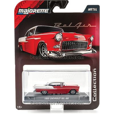 1:64 Chevrolet Bel Air 1955 Rojo y Blanco Collector Series 1 MAJORETTE Metal Collection 04969