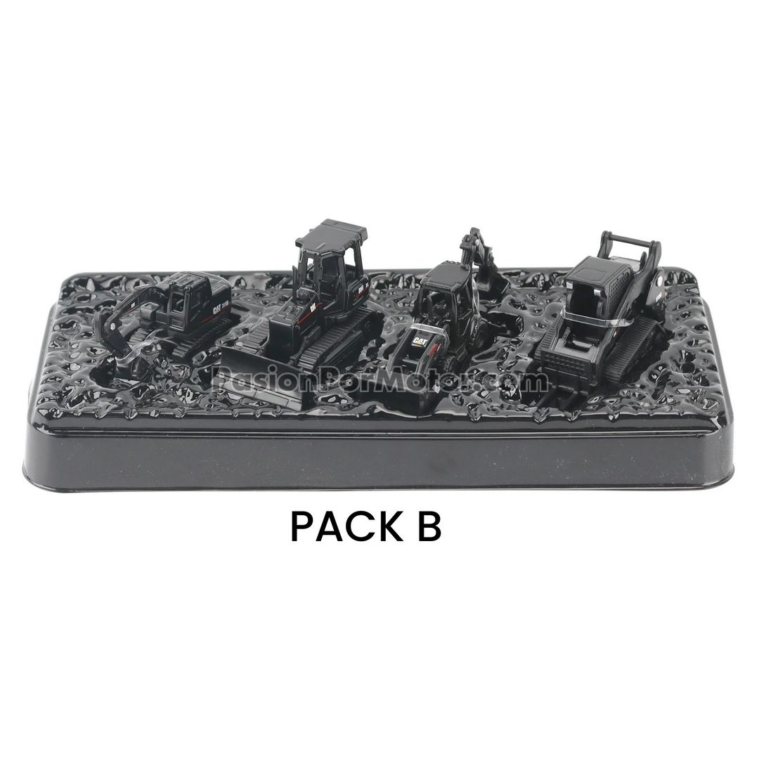 2.35 Pulgadas / Escala Micro Constructors - Set B Caterpillar Special Black Edition 4 Pz / Cat 315D L, Cat D5G XL, Cat 420E y Cat 299C DIE CAST MASTERS 05018