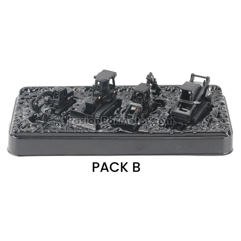 Micro Escala - Set B Caterpillar Special Black Edition 4 Pz / Cat 315D L, Cat D5G XL, Cat 420E y Cat 299C DIE CAST MASTERS 05018