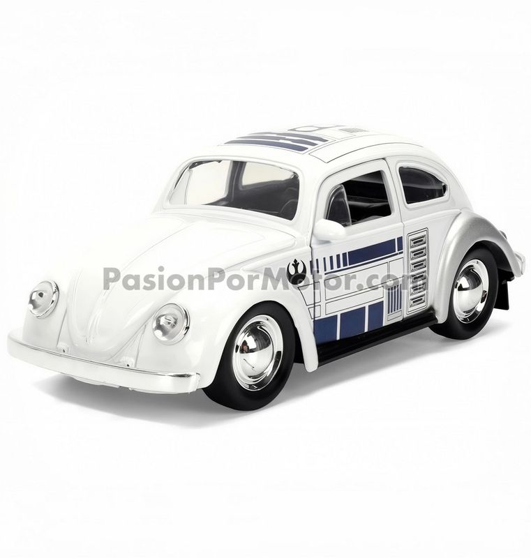 5 Pulgadas / 1:32 Volkswagen Drag Beetle 1959 Con Graficos R2-D2 Star Wars JADA TOYS Disney VW Vocho 05040