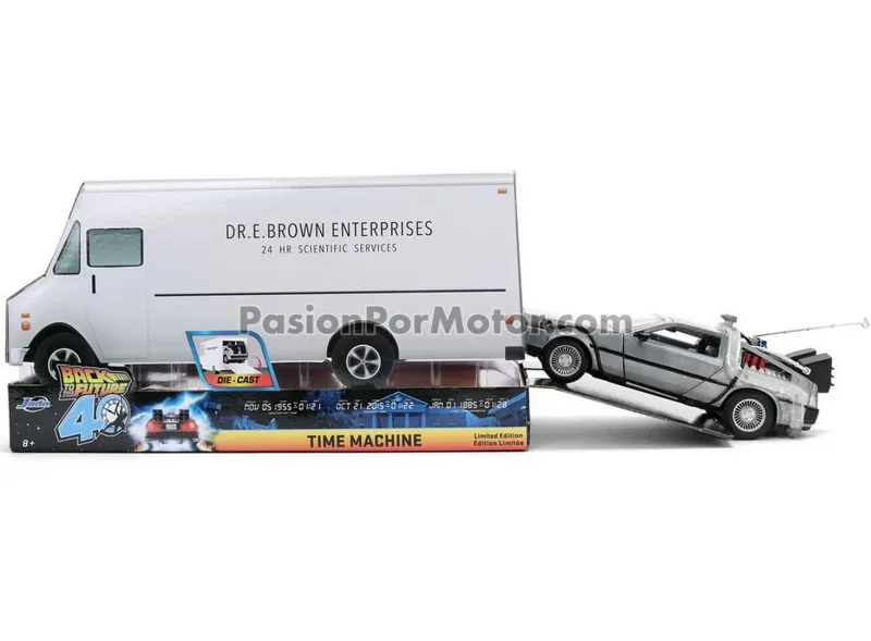 1:24 DMC DeLorean Coupe 1981 Time Machine Volver al Futuro I Edición 40 Aniversario JADA TOYS Hollywood Rides 05090