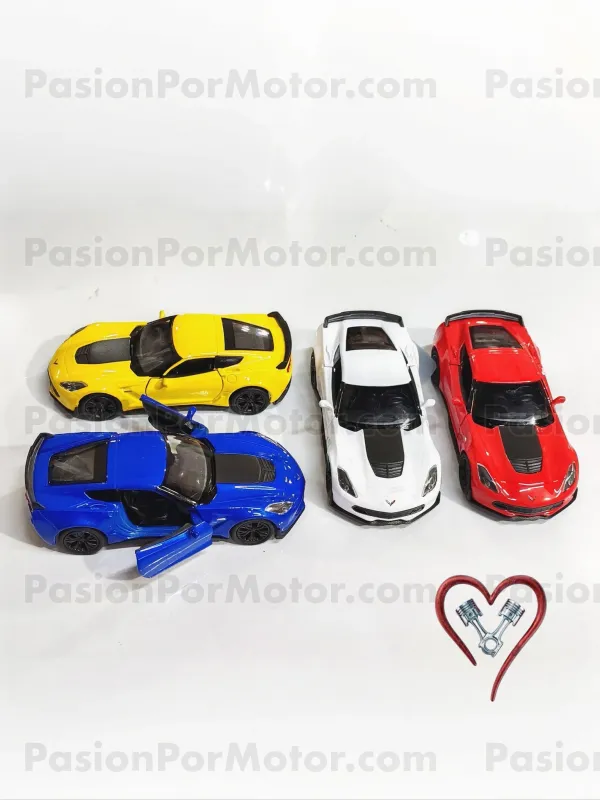 Serie de 4 pz - 5 Pulgadas / 1:38 Chevrolet Corvette Z06 2017 4 Colores Surtidos WELLY En Display a Granel 1:32 05192