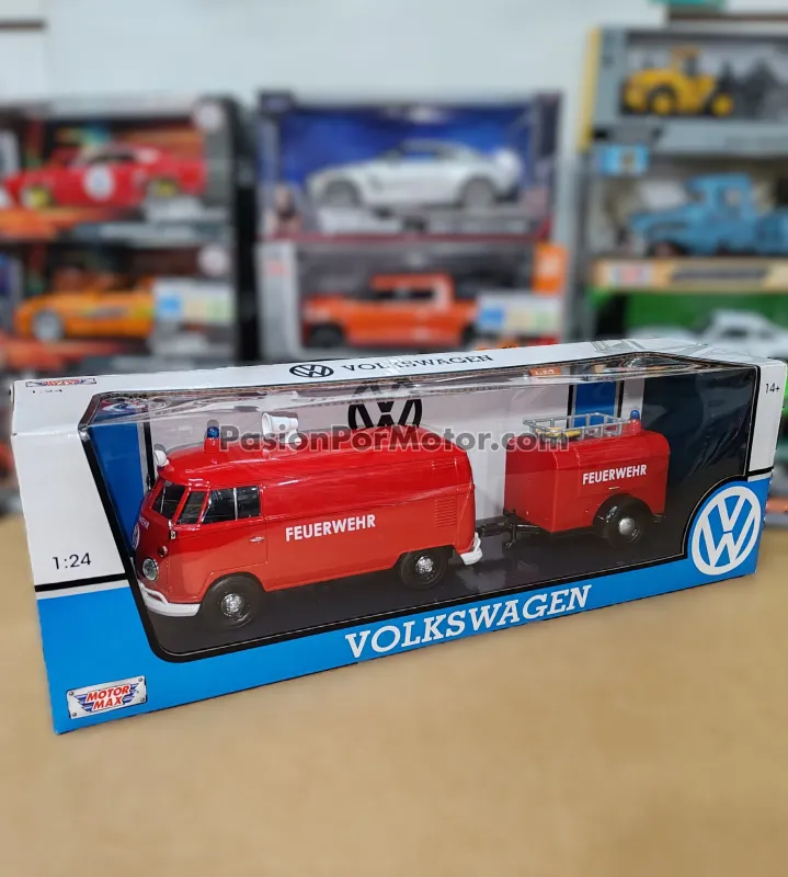 1:24 Volkswagen Type 2 T1 Combi Panel 1961 Con Remolque Departamento De Bomberos MOTOR MAX Vw 05217 1:24 Volkswagen Type 2 T1 Combi Panel 1961 Con Remolque Departamento De Bomberos MOTOR MAX Vw 05217