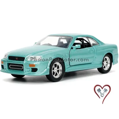 5 Pulgadas / 1:36 Nissan Skyline GT-R BNR34 2002 Verde Brian's Rapido y Furioso Turbo Charged Prelude 2F2F JADA TOYS 05222 5 Pulgadas / 1:36 Nissan Skyline GT-R BNR34 2002 Verde Brian's Rapido y Furioso Turbo Charged Prelude 2F2F JADA TOYS 05222