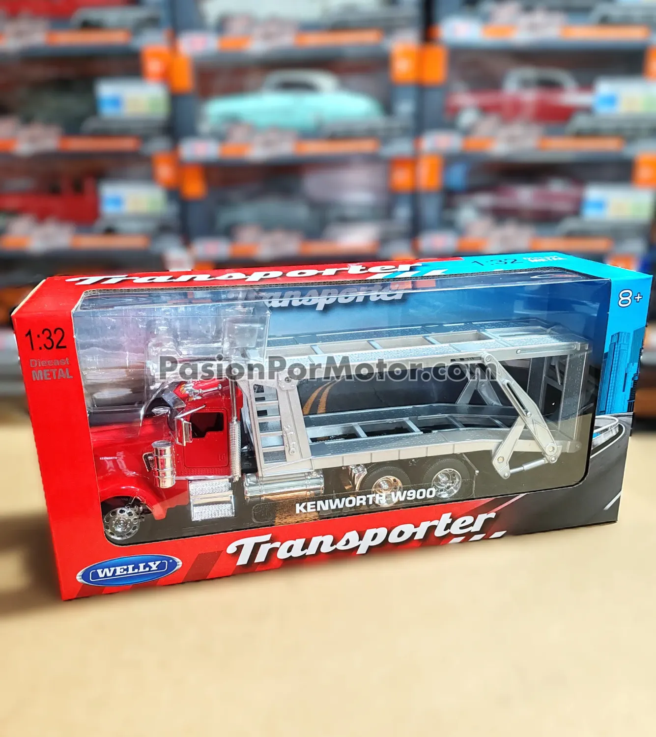 1:32 Kenworth W900 Day Cab 1995 Nodriza Corta Rojo WELLY Transporter 05238