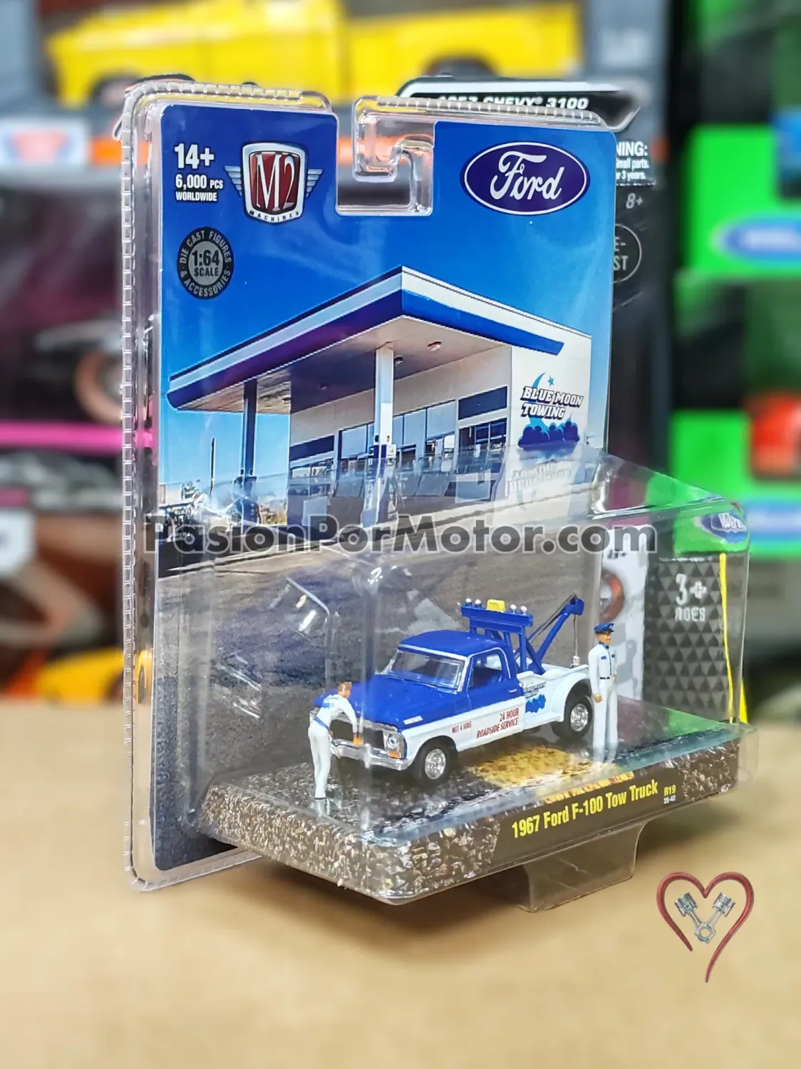 1:64 Ford F-100 1967 Grua Con Figuras M2 MACHINES Diorama R19 05261