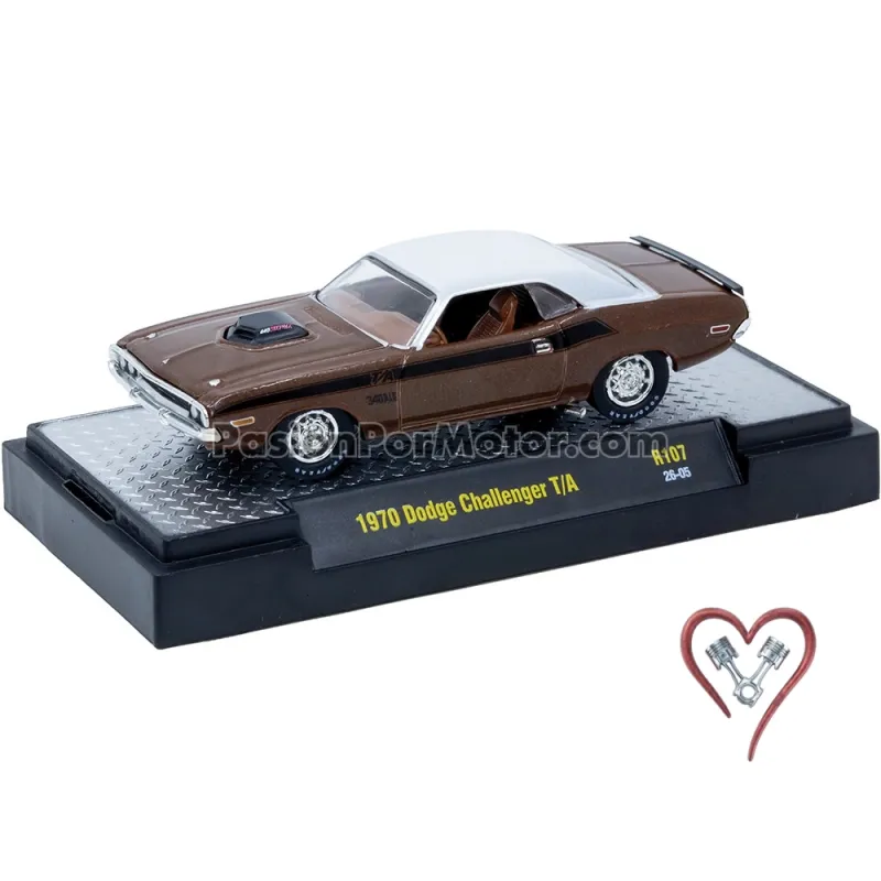 1:64 Dodge Challenger T/A 1970 Café Con Techo Blanco M2 MACHINES Auto Thentics R107 05273