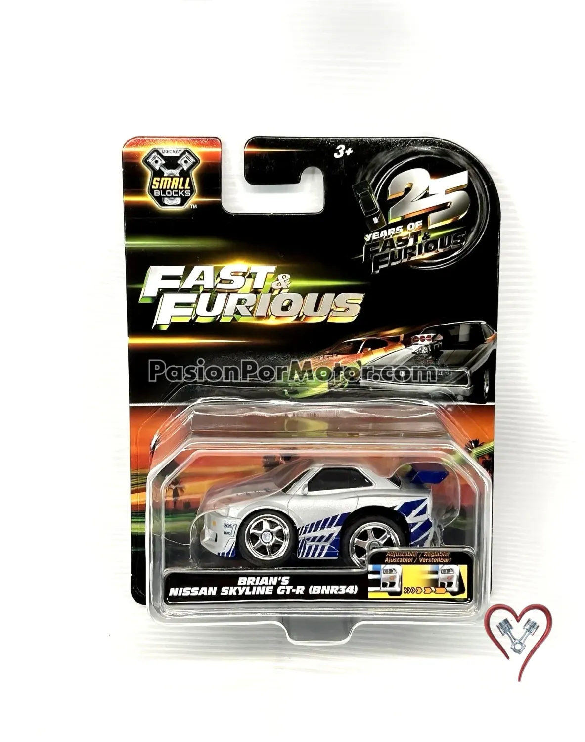 2.5 Pulgadas / 1:43 Nissan Skyline GT-R BNR34 1999 Plata Brian´s Rapido Y Furioso 2 JADA TOYS Small Blocks 05297 2.5 Pulgadas / 1:43 Nissan Skyline GT-R BNR34 1999 Plata Brian´s Rapido Y Furioso 2 JADA TOYS Small Blocks 05297