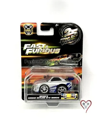 2.5 Pulgadas / 1:43 Nissan Skyline GT-R BNR34 1999 Plata Brian´s Rapido Y Furioso 2 JADA TOYS Small Blocks 05297 2.5 Pulgadas / 1:43 Nissan Skyline GT-R BNR34 1999 Plata Brian´s Rapido Y Furioso 2 JADA TOYS Small Blocks 05297