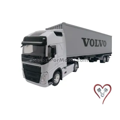 1:32 Volvo FH 500 4X2 2016 Blanco Con Trailer Contenedor Gris WELLY Transporter 05308