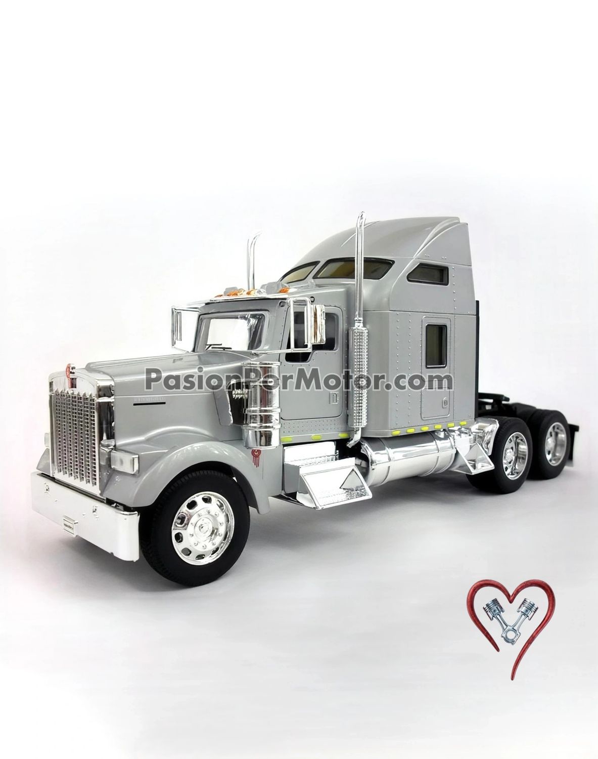 1:32 Kenworth W900 Aerocab 1995 Plata Cabina WELLY Transporter Display a Granel Tractocamion 05336