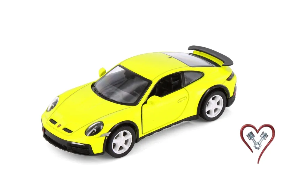 5 Pulgadas / 1:36 Porsche 911 992 Rally Dakar 2023 Amarillo KINSMART Display a Granel 05347